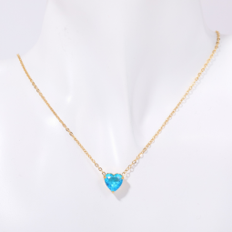 Stainless Steel Birthstone Necklace Factory - Gold Plated Zircon Love Heart Valentine Jewelry
