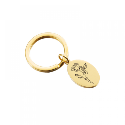 Stainless Steel Keychain Factory - Custom Mini Birth Month Flower Engraved Accessories