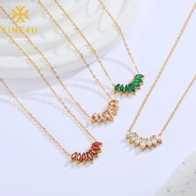 Stainless Steel Zircon Necklace Factory - Gold Plated Geometric Marquise Diamond Jewelry