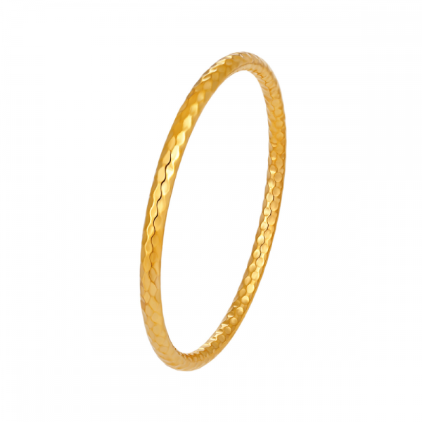 Stainless Steel Bangles Factory - Gold Plated Lattice Hammered Ladies Vintage Fashion