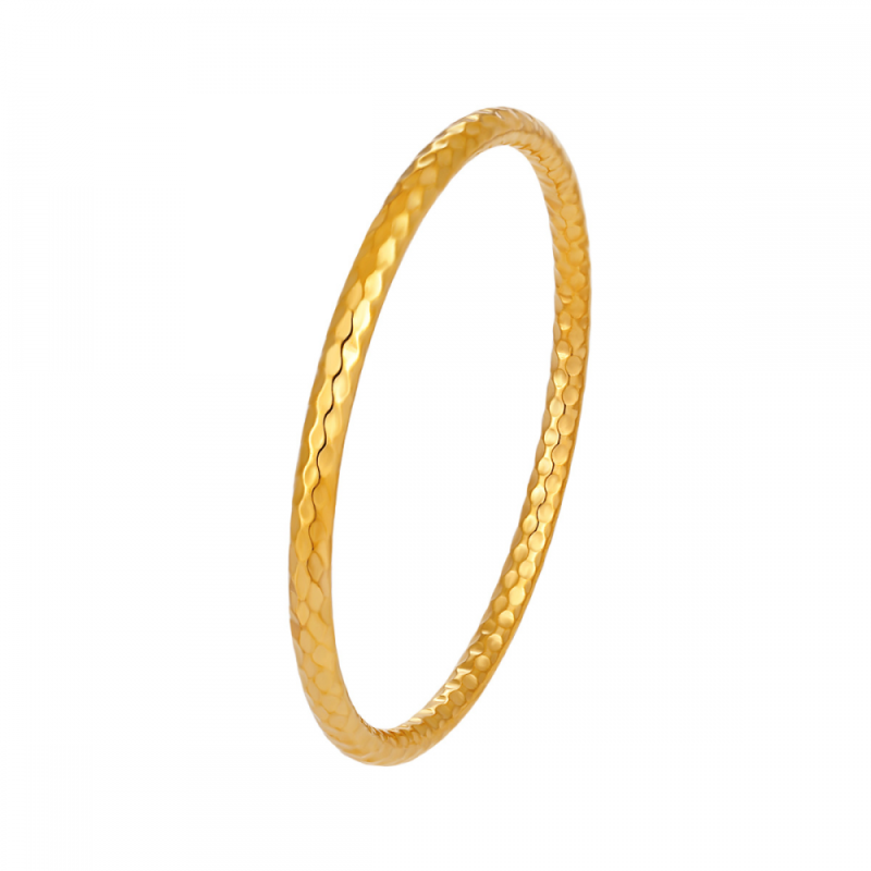 Stainless Steel Bangles Factory - Gold Plated Lattice Hammered Ladies Vintage Fashion