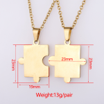 Stainless Steel Couple Necklace Supplier - Connecting Puzzle Pendant Friendship Bestfriend