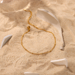 Stainless Steel Anklets Manufacturer - Gold Stainless Steel Beaded Non Tarnish Ladies Girls