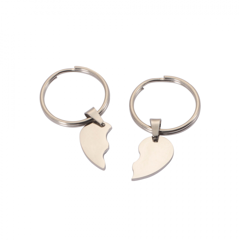 Stainless Steel Keychains Factory - Custom Laser Engraving Valentine Gift Splicing Heart