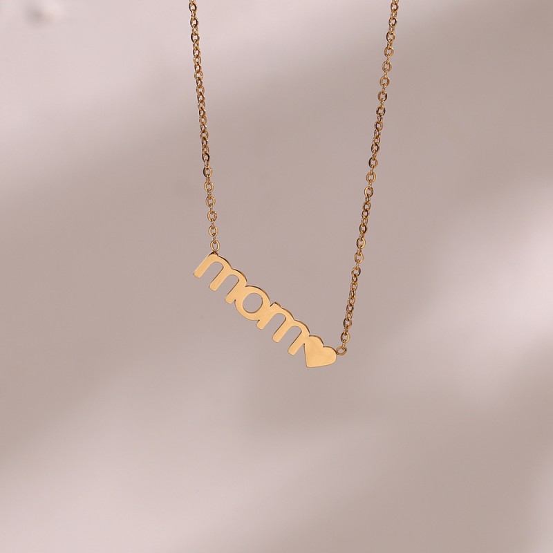 Stainless Steel Pendant Necklace Supplier - Custom Love Mom Gold Plated Minimalist Jewelry