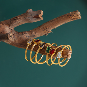 不锈钢锆石戒指厂家 - 镀金玻璃石女性饰品防水