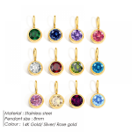 Stainless Steel Birthstone Charm Manufacturer - 12 Month Necklace Bracelet DIY Jewelry Making