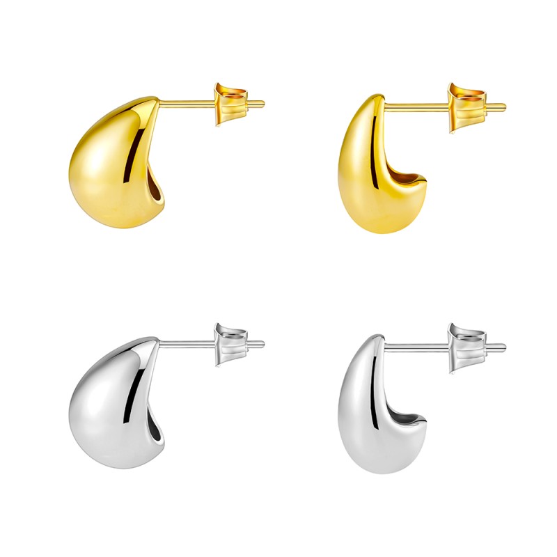 Stainless Steel Stud Earrings Supplier - Gold Plated Waterdrop Tear Drop Hypoallergenic