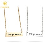 Stainless Steel Bar Pendant Necklace Factory - Custom Engraved I Love You Mama Gold Plated