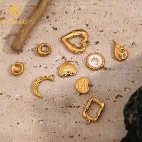 Stainless Steel Charms Manufacturer - Moon Star Heart Waterdrop Gold Plated DIY Accessories
