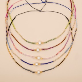 Stainless Steel Pearl Necklace Factory - Adjustable Handmade Rhinestone Bead Summer Jewelry