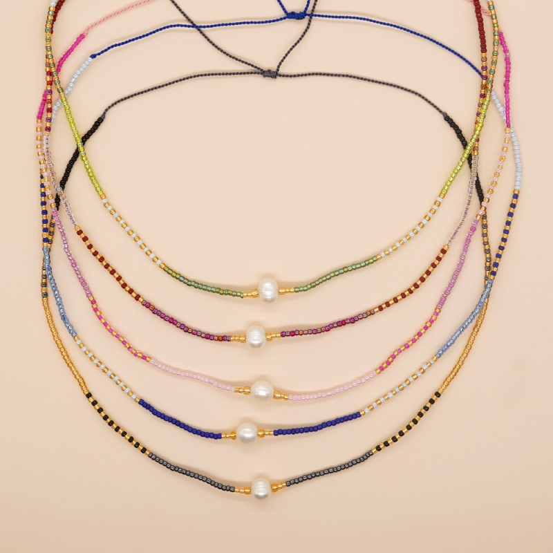 Stainless Steel Pearl Necklace Factory - Adjustable Handmade Rhinestone Bead Summer Jewelry