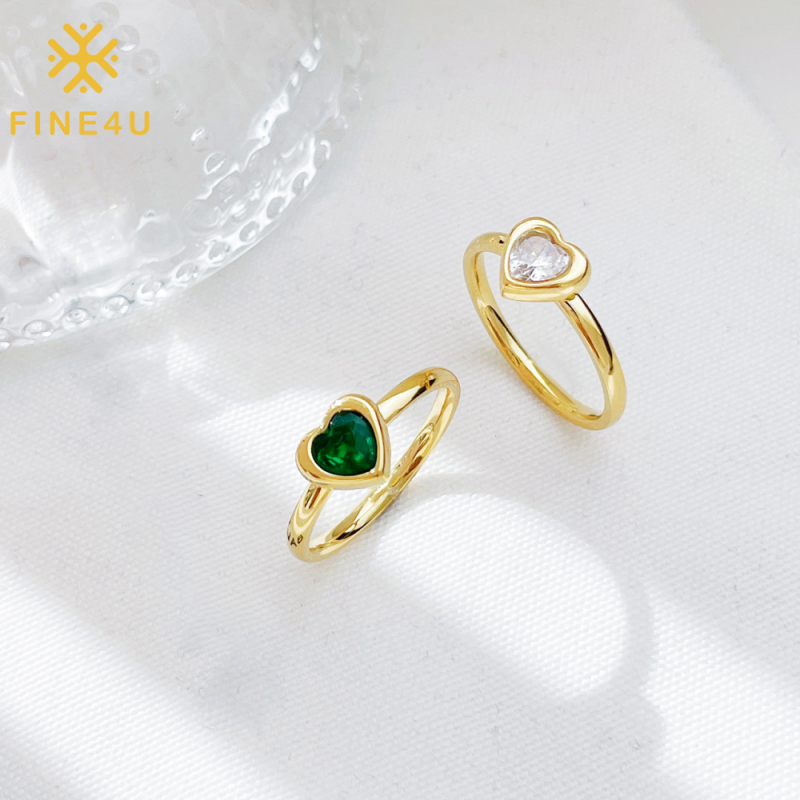 Stainless Steel Heart Ring Manufacturer - Cubic Zirconia Minimalist European Trendy Jewelry