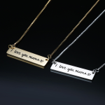 Stainless Steel Bar Pendant Necklace Factory - Custom Engraved I Love You Mama Gold Plated