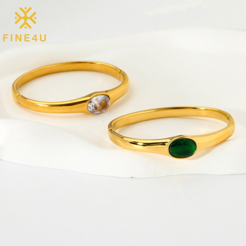 Stainless Steel Bangles Manufacturer - Luxury Green Cubic Zirconia Women Jewelry Wholesale