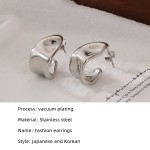 不锈钢耳环厂家 - C形几何设计时尚女性饰品