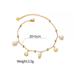 Stainless Steel Anklet Factory - Gold Plated Sea Shell Fresh Water Pearl Summer Women