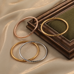 Stainless Steel Bangles Factory - Gold Plated Lattice Hammered Ladies Vintage Fashion