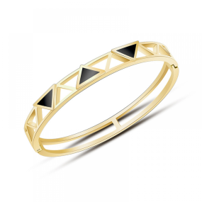 Stainless Steel Bangles Manufacturer - Gold Plated Triangle Acrylic Hollow Bracelet Women