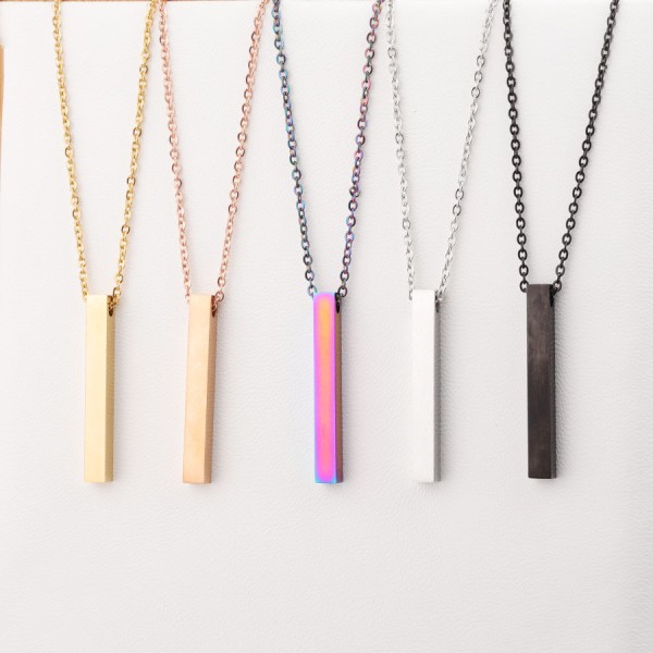 Stainless Steel Bar Necklace Factory - Personalized Horizontal Bar Gold Plated