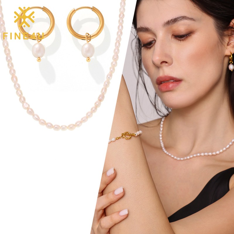 Stainless Steel Pearl Jewelry Set Factory - Gold Plated Toggle Clasp Wedding Bridal Gift