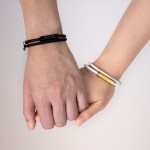 Stainless Steel Couple Bracelets Manufacturer - Engraved Layered Braided Leather Valentine