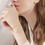 Stainless Steel Anklet Bracelet Factory - Valentine Day Women Gift Double Heart Gold Plated