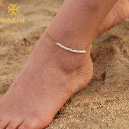 Stainless Steel Anklets Supplier - Gold Plated Shell Beaded Summer Beach Jewelry Girls