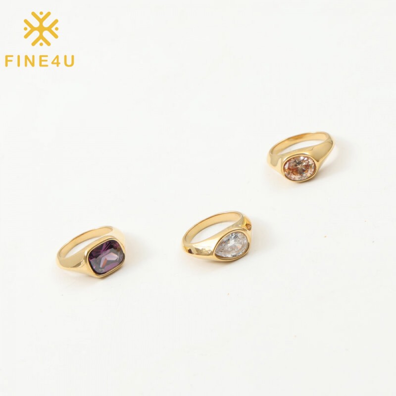 Stainless Steel Zirconia Ring Factory - Large Chunky Irregular Colorful Jewelry Wholesale