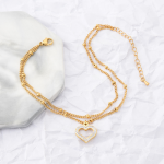Stainless Steel Anklet Supplier - Double Bead Chain Sweet Love Zircon Women Fashion Jewelry