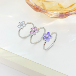 不锈钢花卉戒指工厂 - 锆石花卉清新多功能女戒