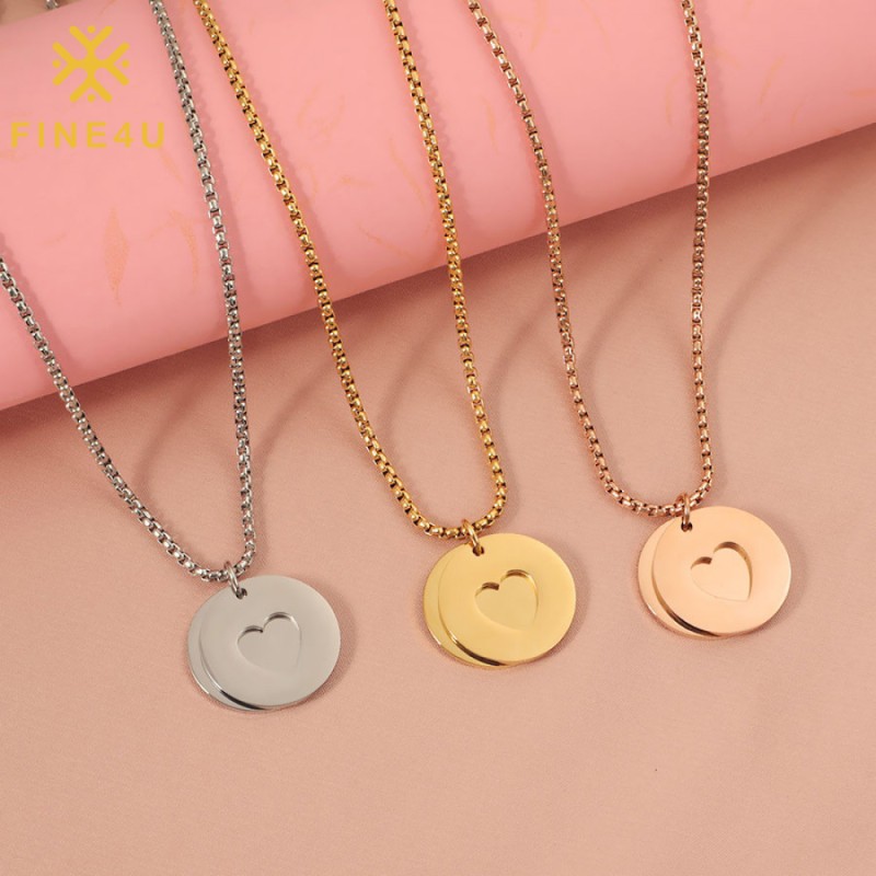Stainless Steel Heart Pendant Necklace Supplier - Gold Plated Box Chain Valentine Gift