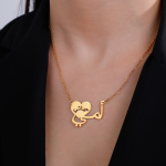 Stainless Steel Heart Pendant Necklace Supplier - Arabic Calligraphy Patience Love Jewelry