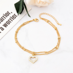 Stainless Steel Anklet Supplier - Double Bead Chain Sweet Love Zircon Women Fashion Jewelry