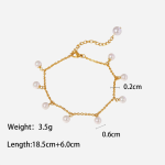 Stainless Steel Anklets Factory - Gold Plated Pearl Foot Chain Handmade Women Accessories