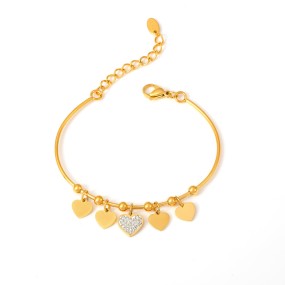 Stainless Steel Bangle Bracelet Manufacturer - Waterproof Diamond Crystal Love Heart Charm