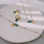 Stainless Steel Jewelry Set Supplier - Gold Plated Heart Pendant Turquoise Natural Stone
