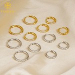 不锈钢huggie耳环厂家 - 镀金CZ锆石钻石小hoop