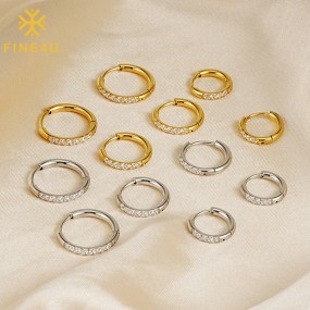 Stainless Steel Huggie Earrings Manufacturer - Gold Plated Cz Zircon Diamond Small Hoop