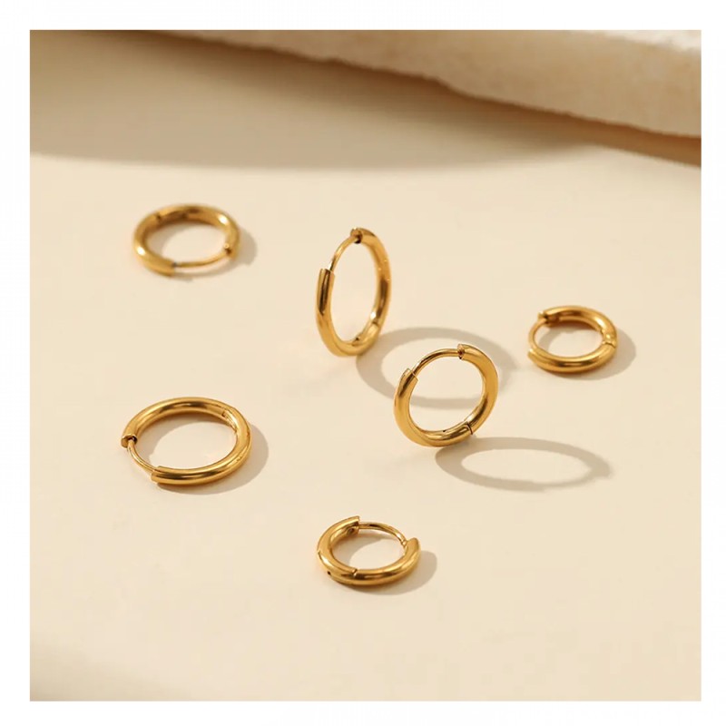 Stainless Steel Hoop Earrings Factory - Small Huggie 18K Gold Plated Wholesale