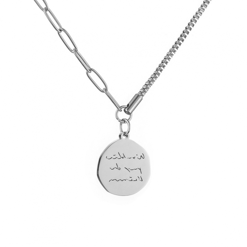 Stainless Steel Coin Necklace Factory - Arabic Calligraphy Love Letter Pendant Jewelry