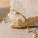 Stainless Steel Anklets Factory - Gold Plated Pearl Foot Chain Handmade Women Accessories