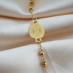 Stainless Steel Rosary Bracelet Factory - Christian Cross Pendant Gold Plated