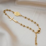 Stainless Steel Rosary Bracelet Factory - Christian Cross Pendant Gold Plated