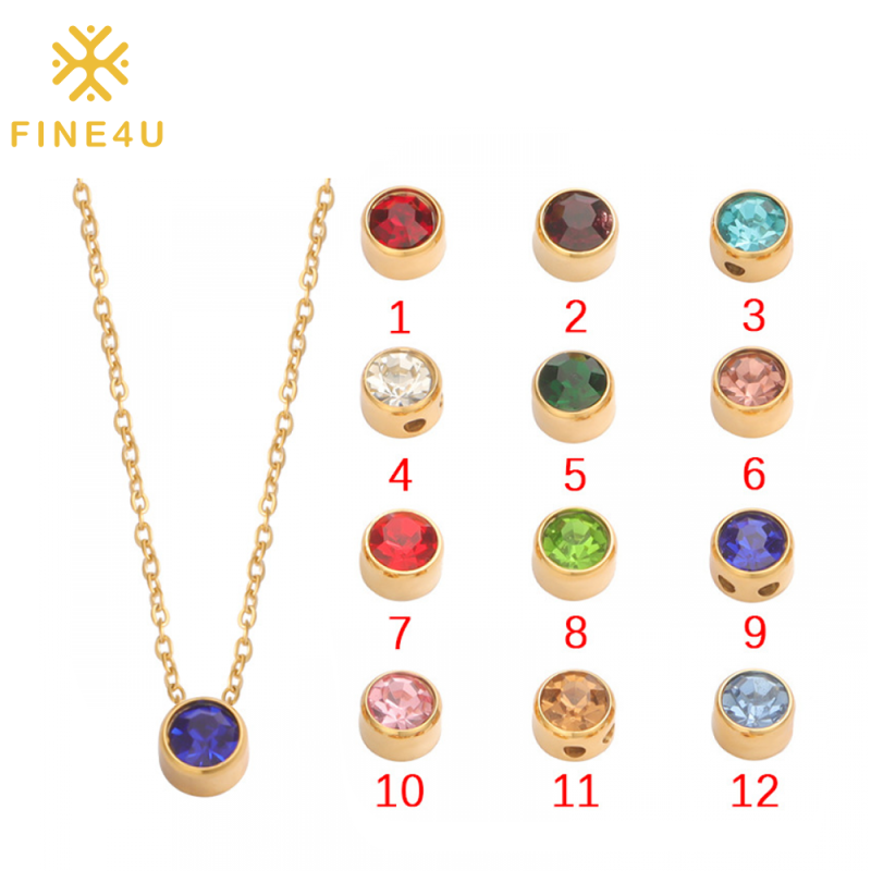 Stainless Steel Birthstone Pendant Factory - Gold Plated DIY Jewelry Making Charm Necklace