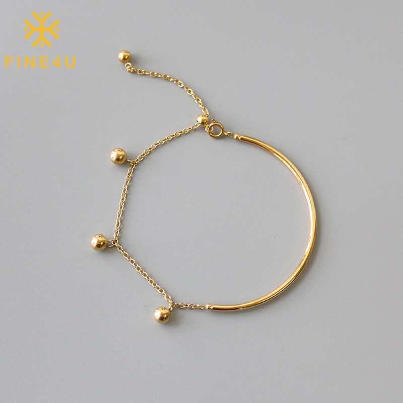Stainless Steel Bangle Bracelet Supplier - Gold Plated Dangle Beads Charm Minimalist Trendy
