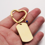 Stainless Steel Dog Tags Manufacturer - Custom Laser Engrave Couple Birth Stone Keychain
