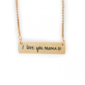 Stainless Steel Bar Pendant Necklace Factory - Custom Engraved I Love You Mama Gold Plated