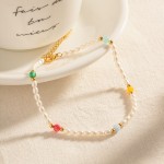 Stainless Steel Anklets Factory - Gold Plated Glass Pearl Colorful Natural Stone Summer