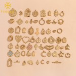 不锈钢配件吊坠工厂 - 可定制金心十字月亮钱币项链DIY